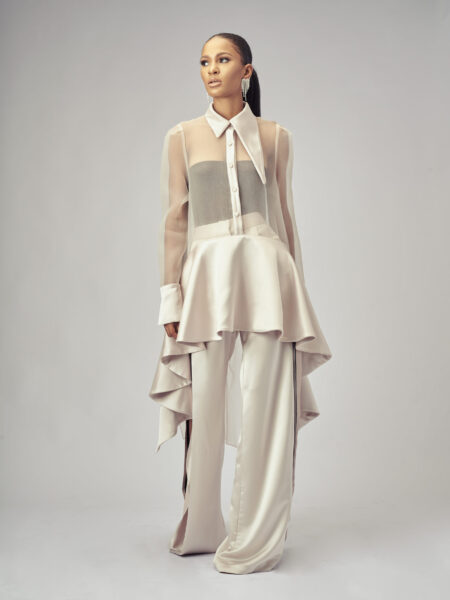 Organza and Crepe Trouser Set