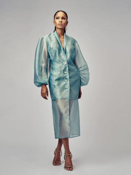 Satin Organza Midi Dress