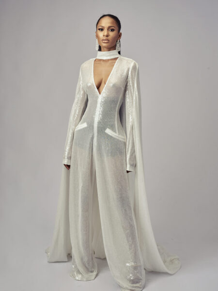 Sequined Cape Jumpsuit